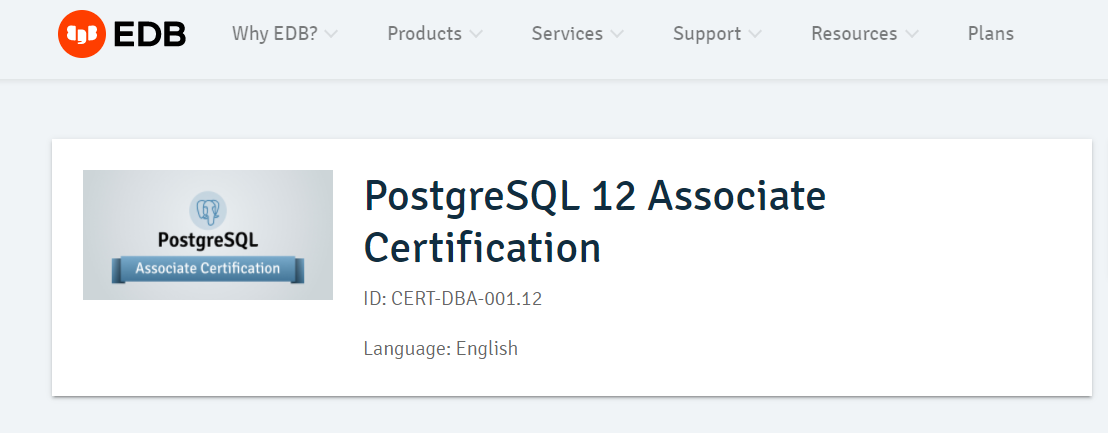 PostgreSQL 12 Associate Certification