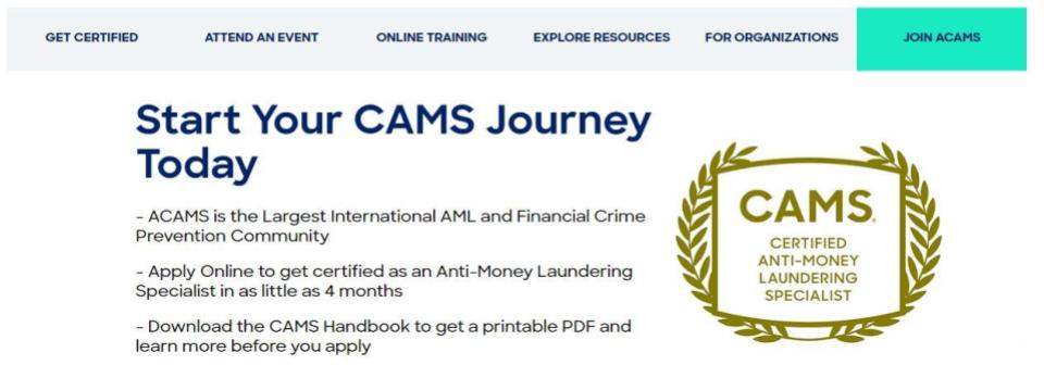 Certified Anti-Money Laundering Specialist (CAMS)