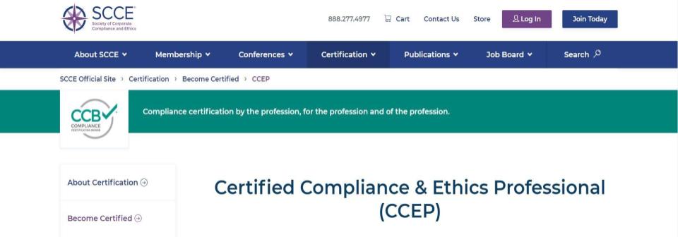 Certified Compliance & Ethics Professional (CCEP)