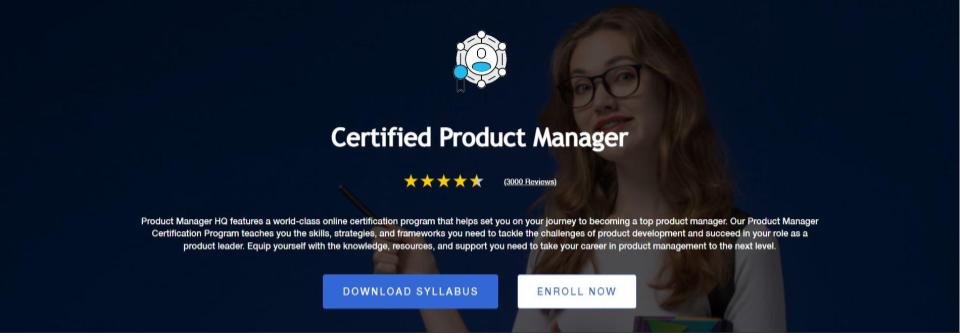 Certified Product Manager by Product Manager HQ (PMHQ)