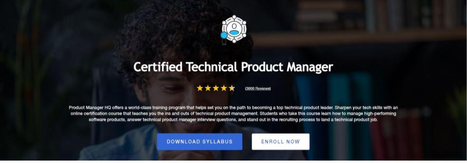 Certified Technical Product Manager by Product Manager HQ (PMHQ)