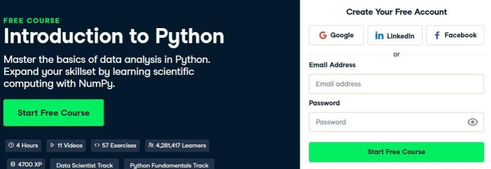 Introduction to Python by DataCamp