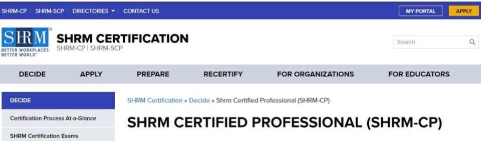 SHRM CERTIFIED PROFESSIONAL (SHRM-CP)