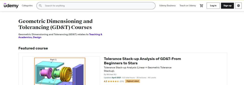 Udemy Geometric Dimensioning and Tolerancing (GD&T) Courses