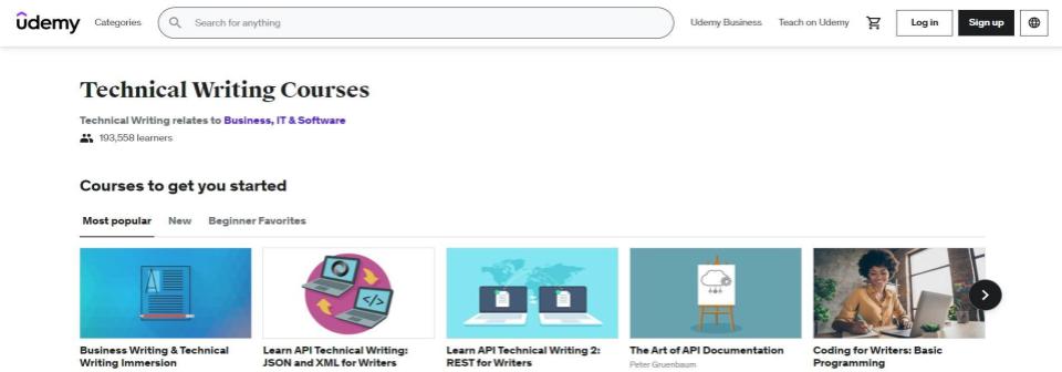 Udemy Technical Writing Courses