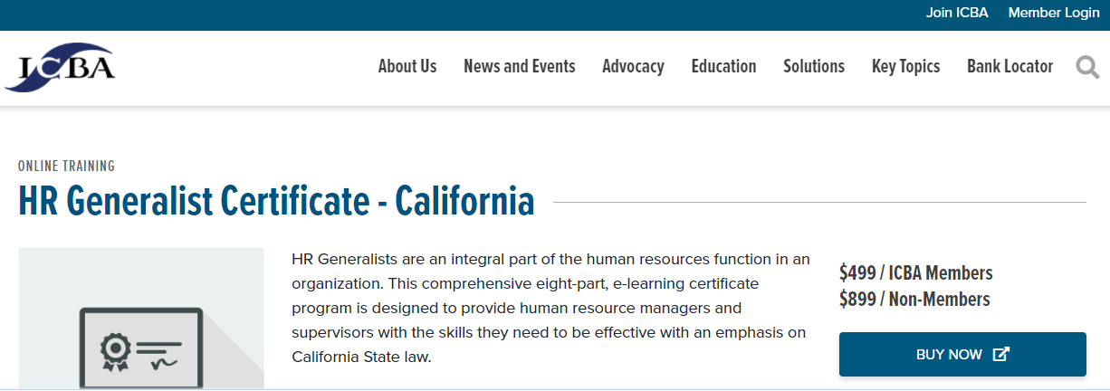 HR Generalist Certificate - California