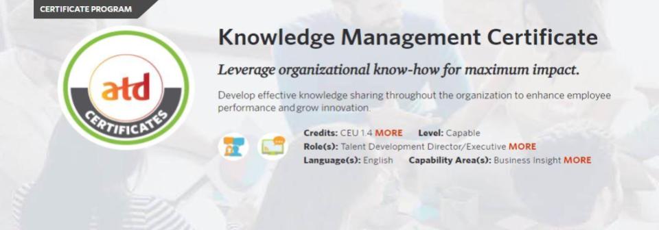 Knowledge Management Certificate by Association for Talent Development (ATD)